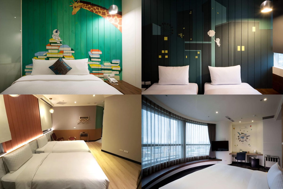 Four property photographs of Merry Day Hotel
