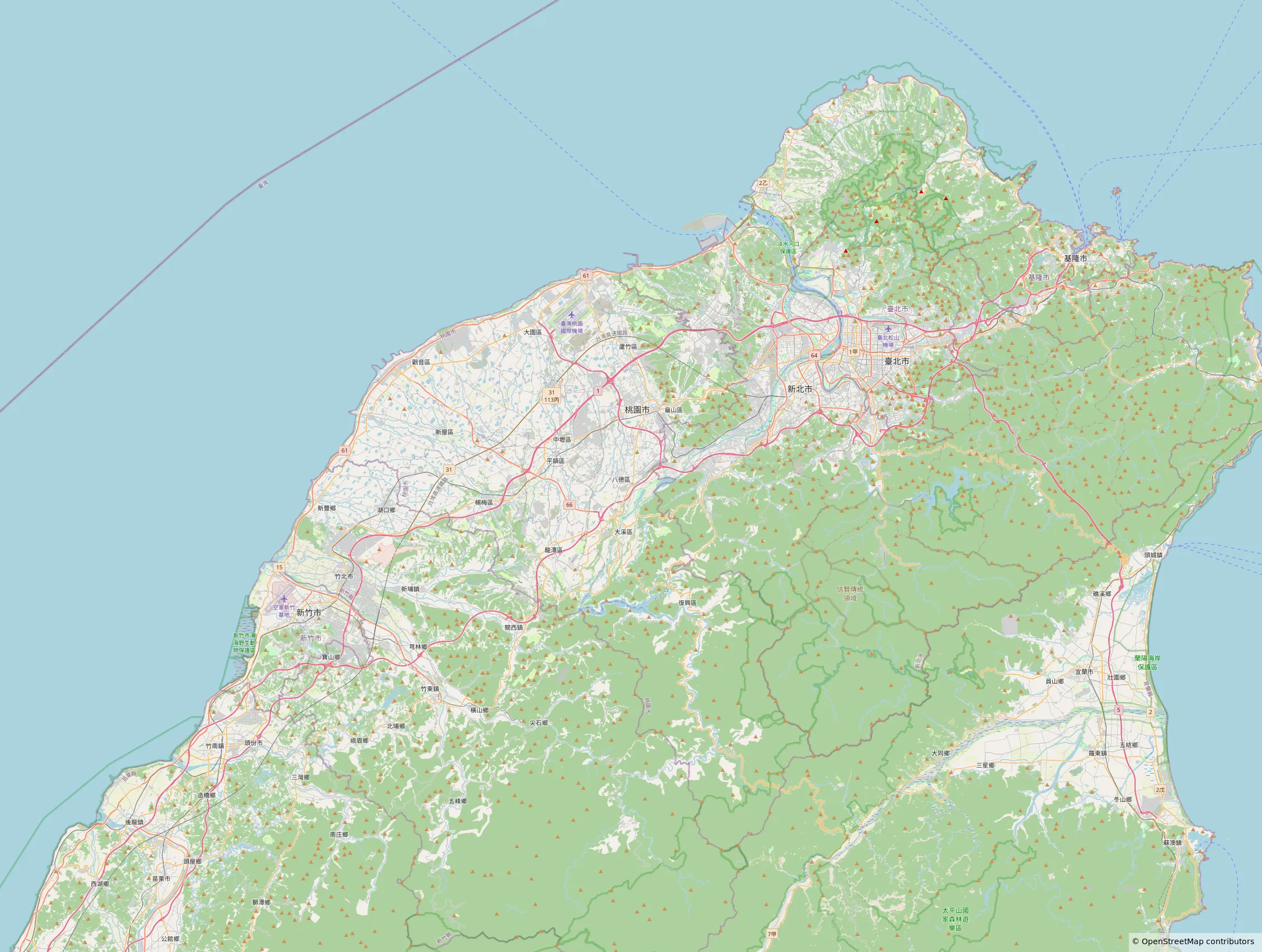 Geographic overview of the Taipei, Taoyuan–Zhongli and Hsinchu–Guanxi regions